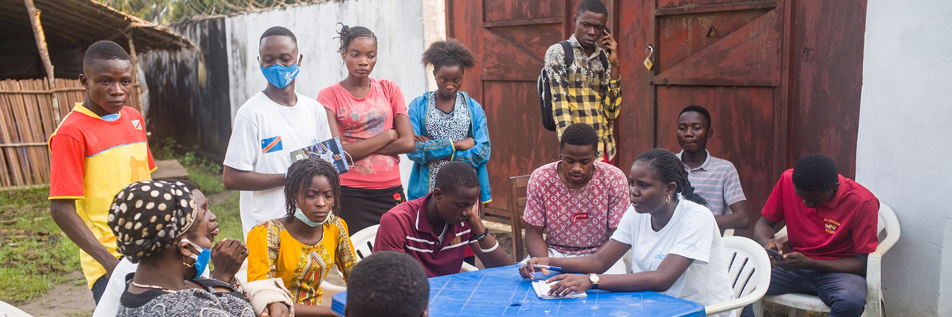 A group people sitting around a table